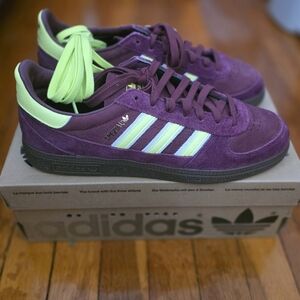 Adidas Spezial Suede Sneakers in Purple with Neon Yellow Accents